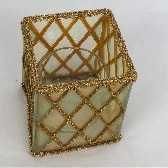 Fabric & Metal Framed Candle Holder - Picture 4 of 5